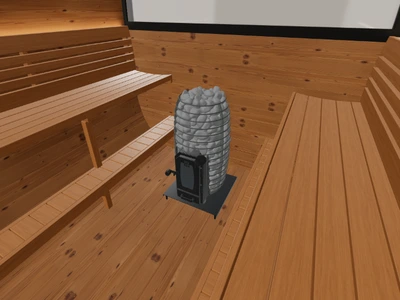 HUUM HIVE Wood 13 · stove preview inside the CL12G model