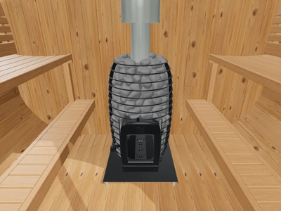 HUUM HIVE Heat 12 · bedding + chimney inside the CL7G model