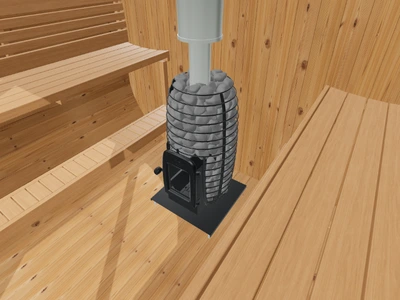HUUM HIVE Heat 12 · bedding + chimney inside the CL7G model