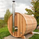 Karhu Wood Sauna Stove w/ Chimney & Heat Shield Set For Out the Back Wall +$2,342.00