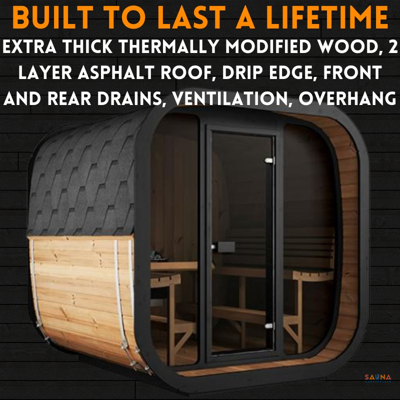 SaunaLife CL7G | 6-Person Outdoor Cube Sauna Kit