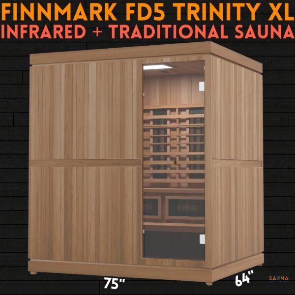 Finnmark FD5 Trinity XL Infrared plus Traditional Finnish Sauna Combo Hybrid with long wave and short wave infrared