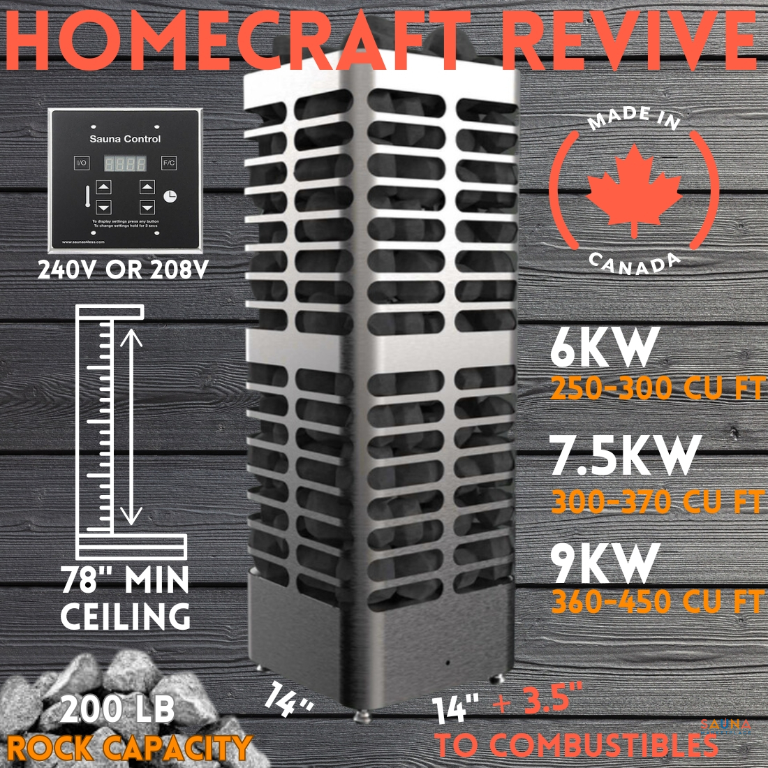 Homecraft Revive (1) Homecraft Revive Electric Sauna Heater And Wall-Mounted Controller