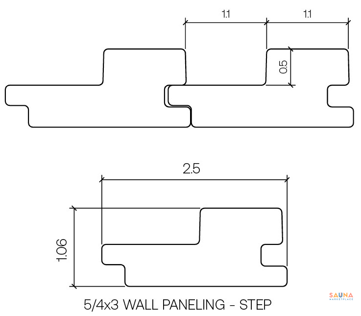 Thermo-Aspen 5/4×3 STEP Wall Cladding - Sauna Wood