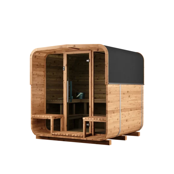 Thermory  Medium Squares With Terrace and L-Bench | Models No 42 With Window & No 43