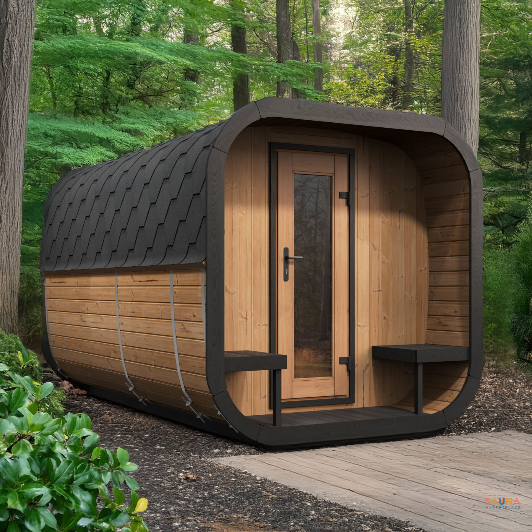 SAUNAGUT キューゲルメーカー アウフグース SaunaLife CL12G | 8-Persons Outdoor Sauna With Changing