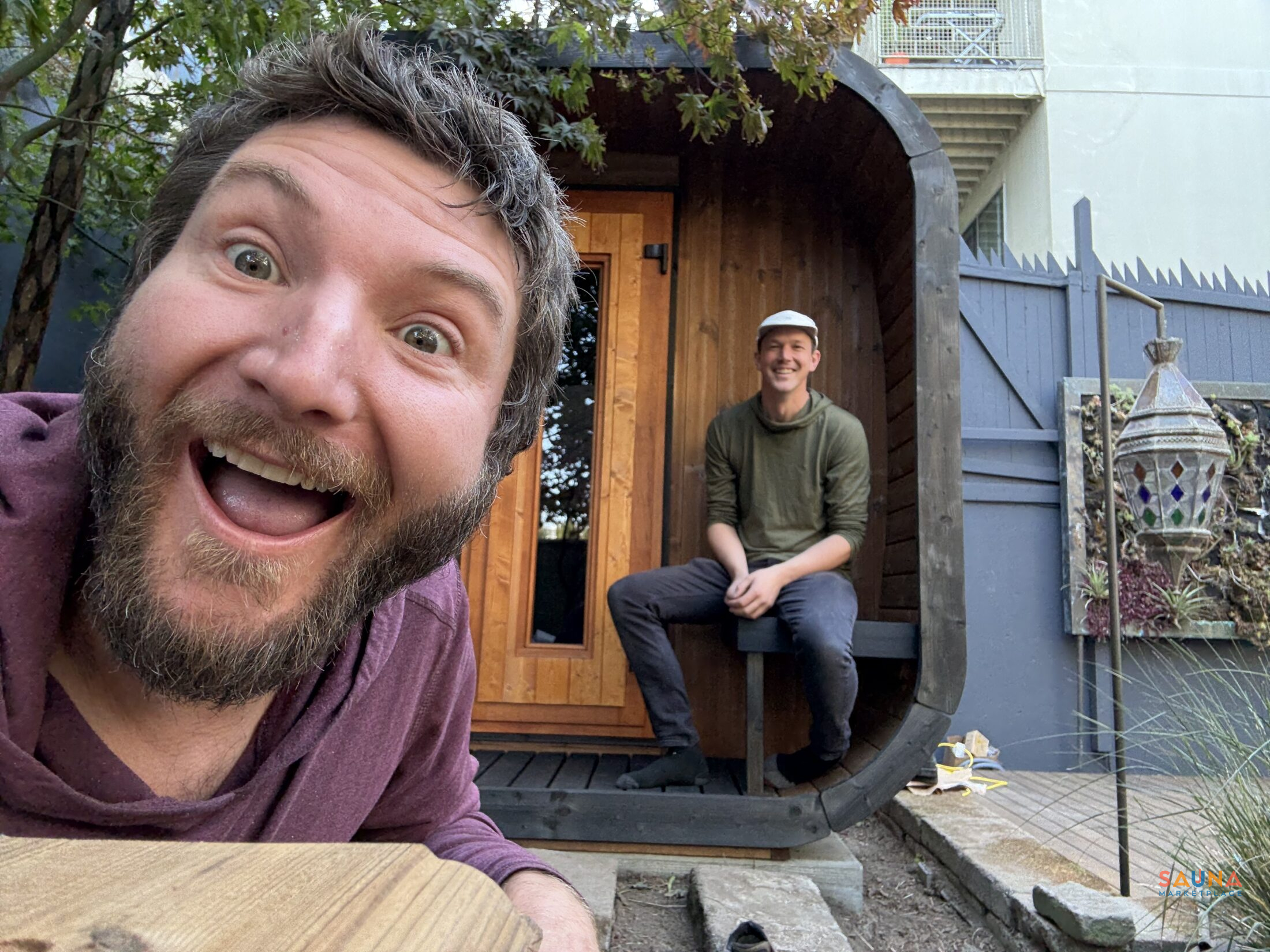 Ben And Ben From Sauna Marketplace Celebrating A Sauna Life Cl12G Build In California After Completing A Sauna For Steven Jenkins Of Third Eye Blind.