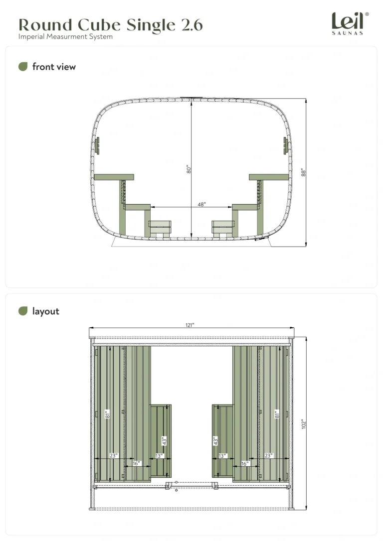 Leil Round Cube Single 2.6 Layout And Exterior Dimension Drawing